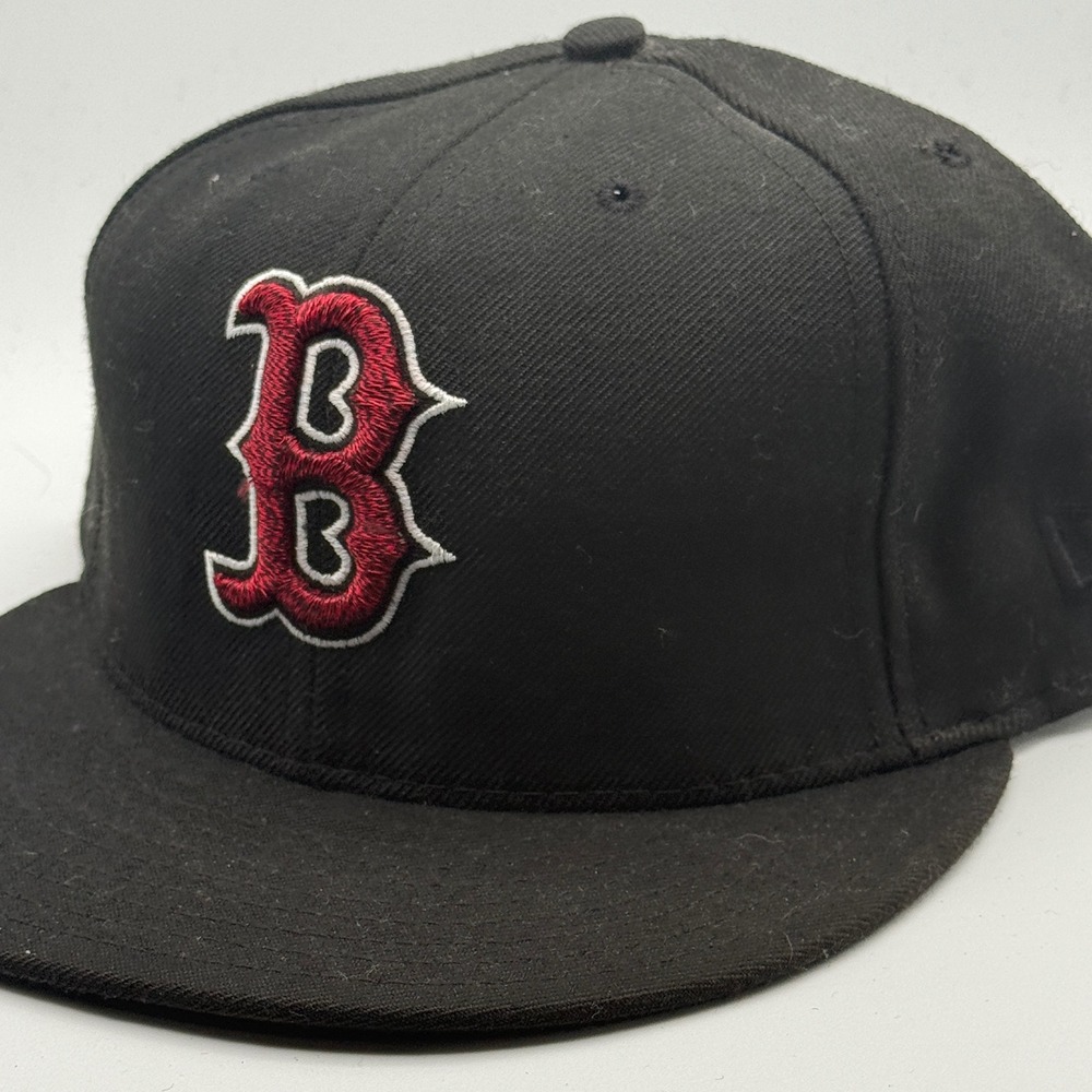 New Era 59FIFTY Boston Red Sox Black Wool Fitted Hat Size 7 1/2 MLB Made in USA